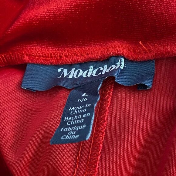 ModCloth Velvet Pull On Flare Leg Pants Size Large Red High Rise - Picture 6 of 9